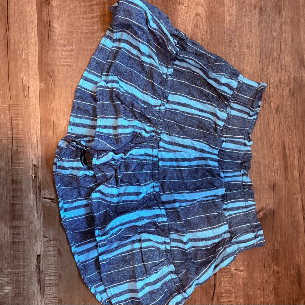 Black and Blue Striped Wide Leg Vacation Shorts
